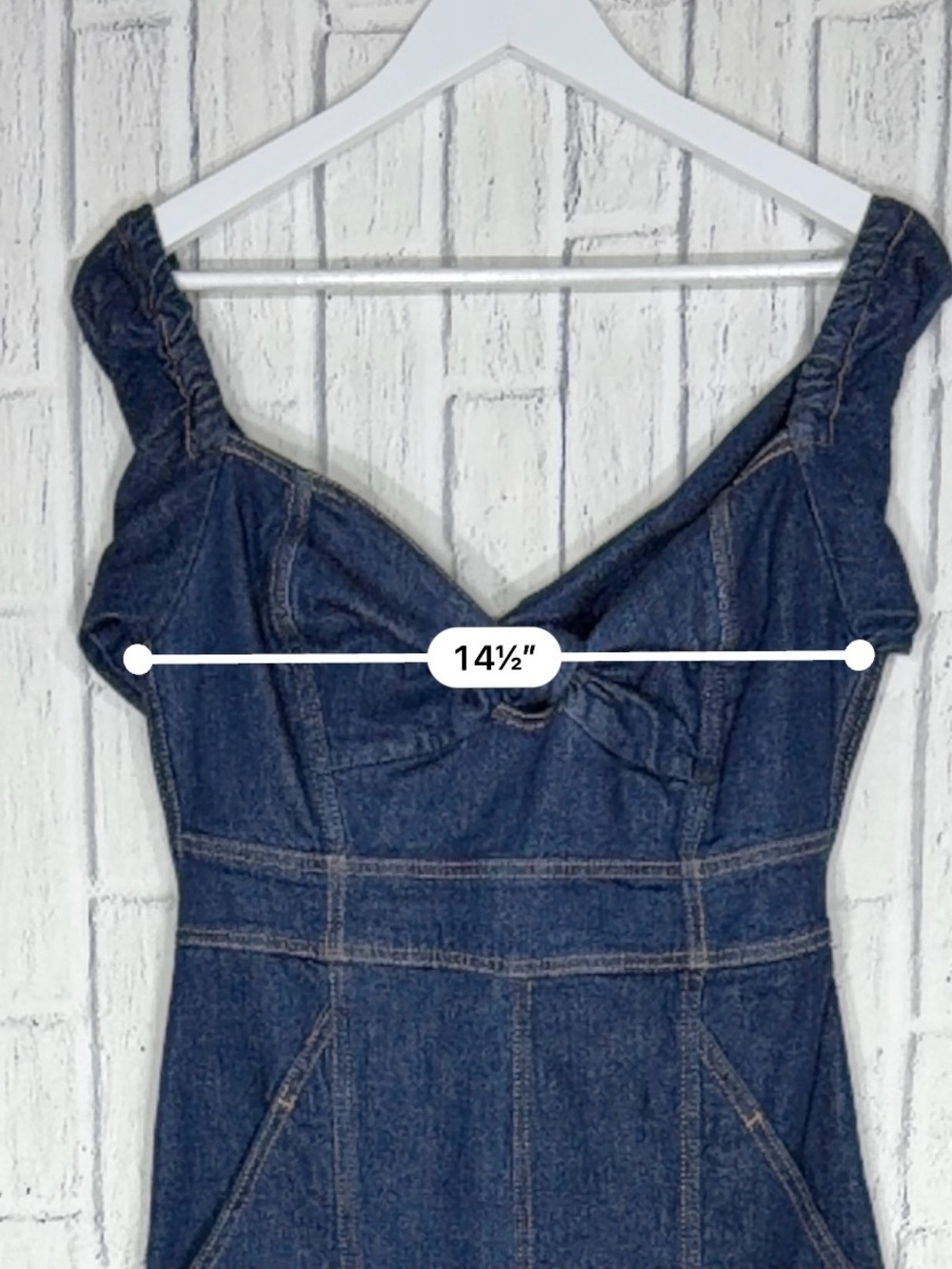 Farm Rio Denim Puff Sleeve Wide Leg Jumpsuit Dark Wash Size M - Picture 4 of 8